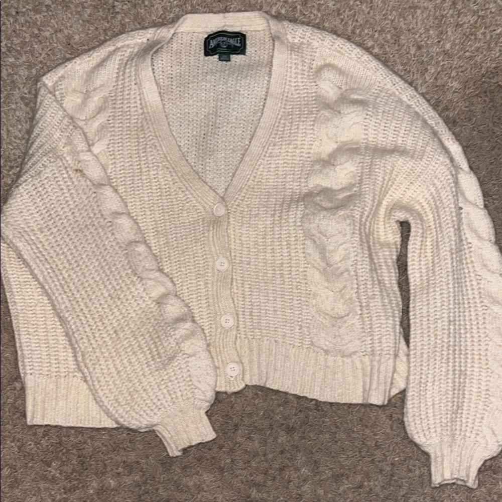 American Eagle Outfitters Cream Chunky Knit Cardigan